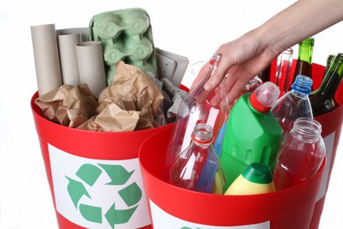 Team engaging in office waste management